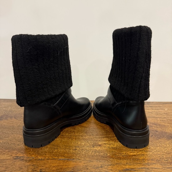 Gianvito Rossi Thurso Knit Collar Moto Combat Leather Boots - Picture 11 of 16